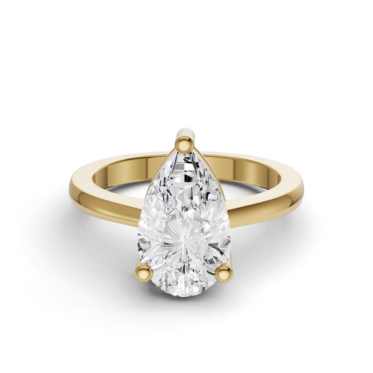 Pear Cut Basket Regular shank Solitaire Ring