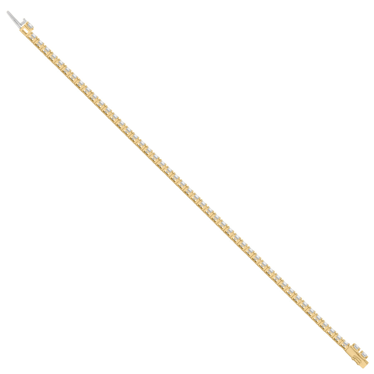 W Lab-Grown Diamond 4-Prong Setting Straight-Line Tennis Bracelet in 14K Yellow Gold
