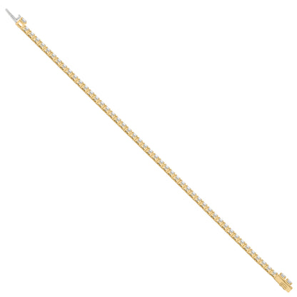 W Lab-Grown Diamond 4-Prong Setting Straight-Line Tennis Bracelet in 14K Yellow Gold