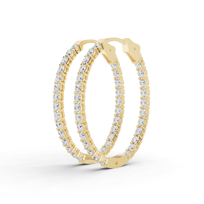 W Lab Grown Diamond Oval Shape In & Out Hoop Earrings
