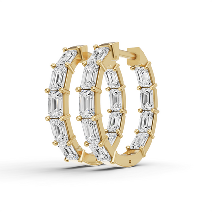 W Lab Grown Emerald Diamond North-South Fancy Hoop Earrings