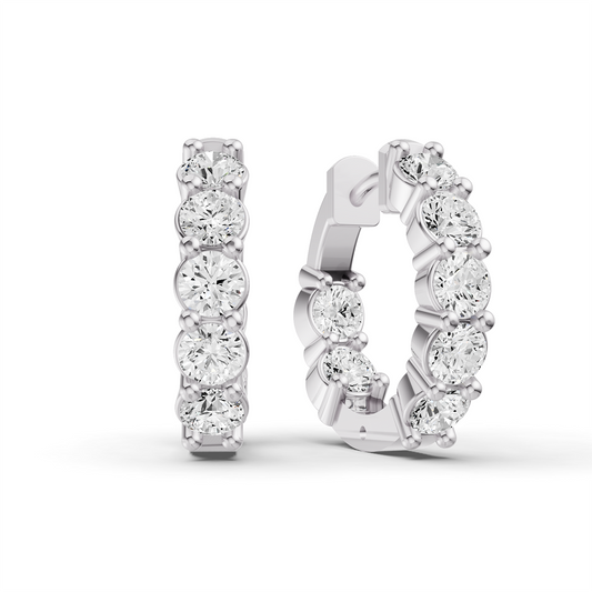 TW Lab Grown Diamond In and Out Huggie Hoop Earrings
