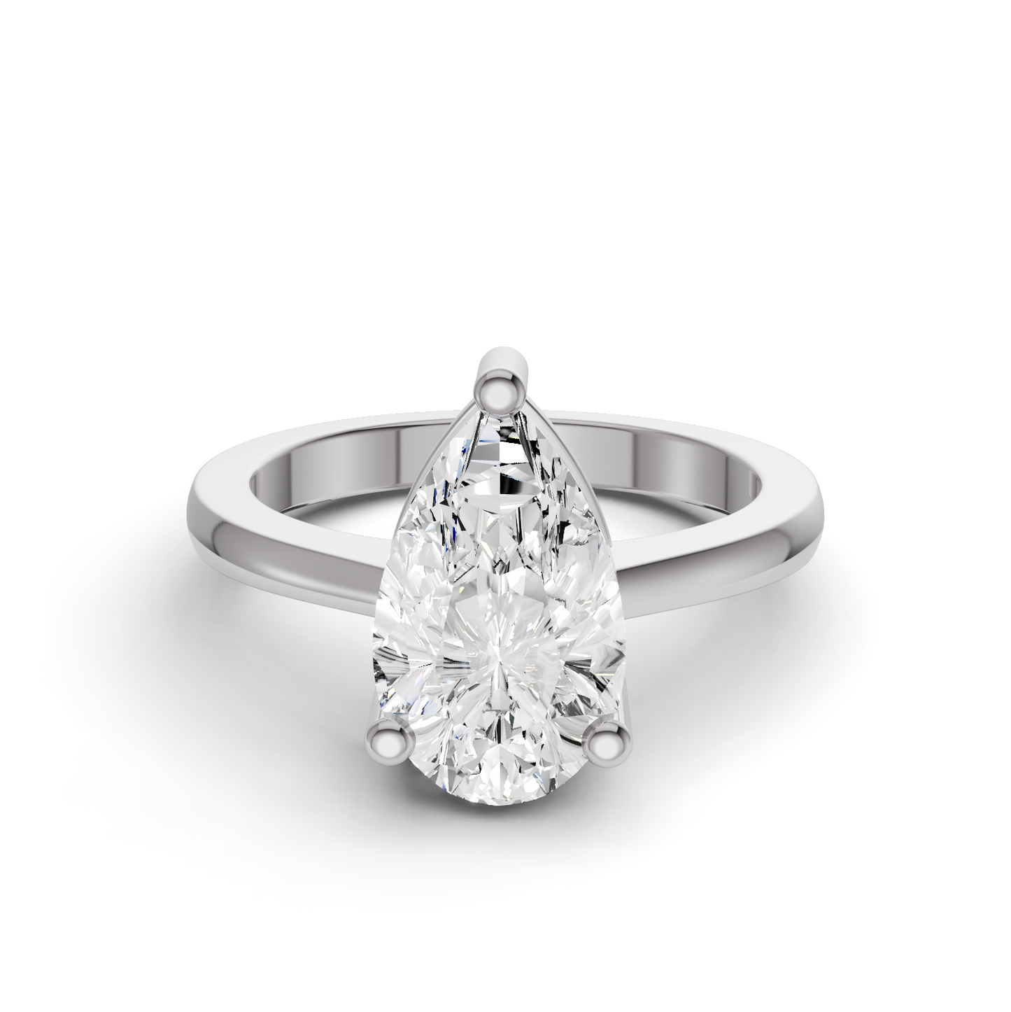 Pear Cut Basket Regular shank Solitaire Ring