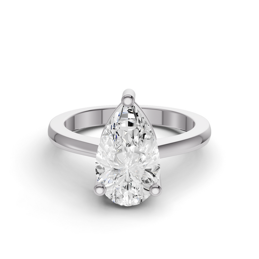 Pear Cut Basket Regular shank Solitaire Ring