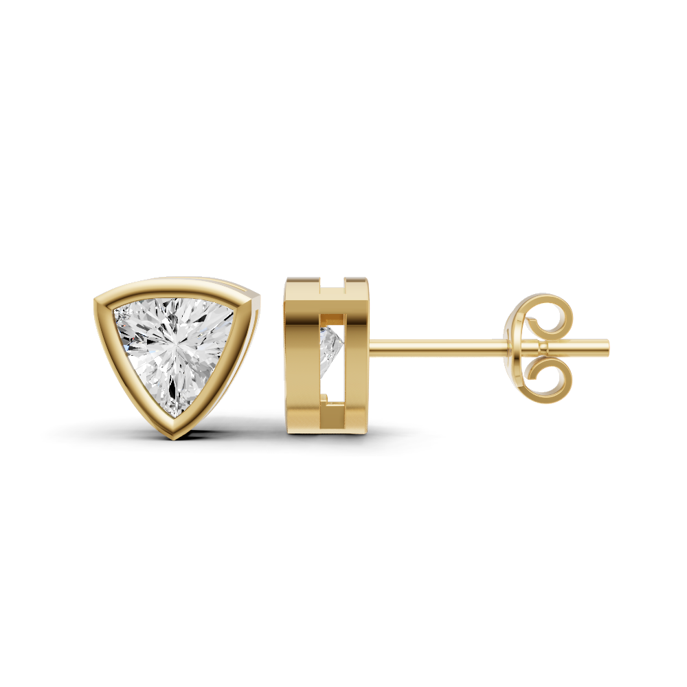 W Lab Grown Trillion Shape Diamond Solitaire Earrings with Bezel Setting