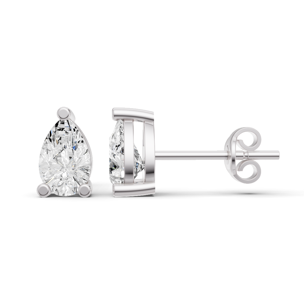 W Lab Grown Pear Shape Diamond Solitaire Earrings with Prong Setting
