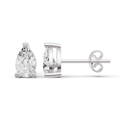 W Lab Grown Pear Shape Diamond Solitaire Earrings with Prong Setting