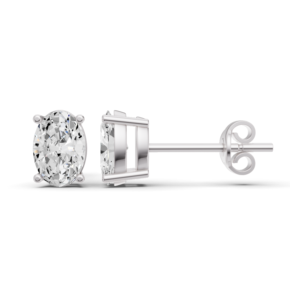 W Lab Grown Oval Shape Diamond Solitaire Earrings with Prong Setting