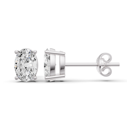 W Lab Grown Oval Shape Diamond Solitaire Earrings with Prong Setting