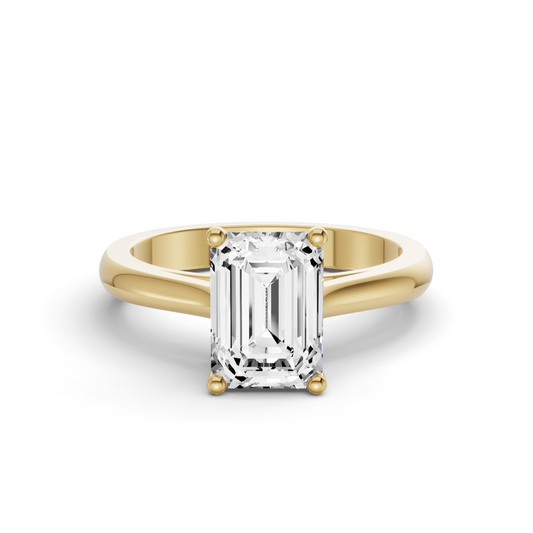 Emerald Cut Cathedral Solitaire Ring