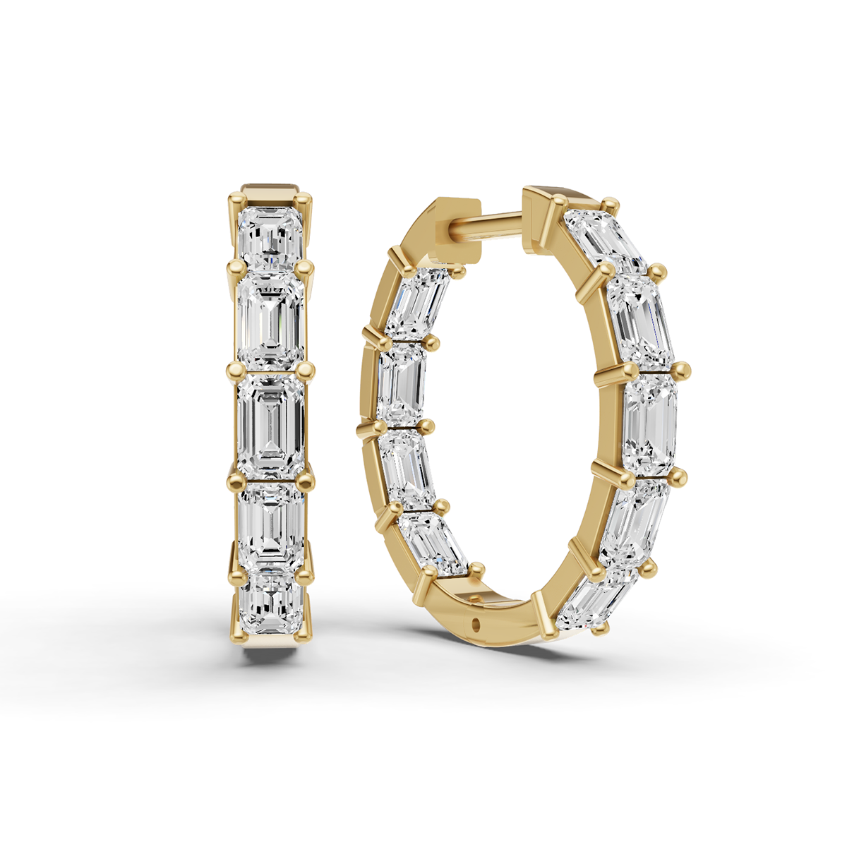 W Lab Grown Emerald Diamond North-South Fancy Hoop Earrings