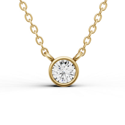 Lab Grown Round Shape Diamond Solitaire Pendant with Bezel Setting