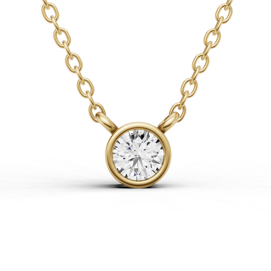 Lab Grown Round Shape Diamond Solitaire Pendant with Bezel Setting