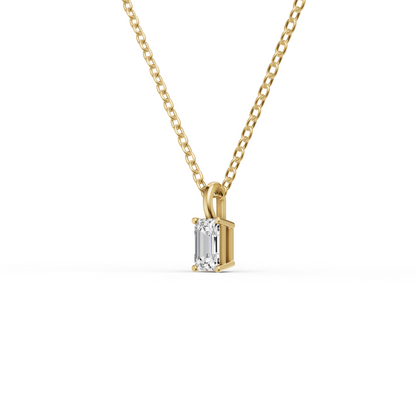 Lab Grown Emerald Cut Diamond Solitaire Pendant with Bail
