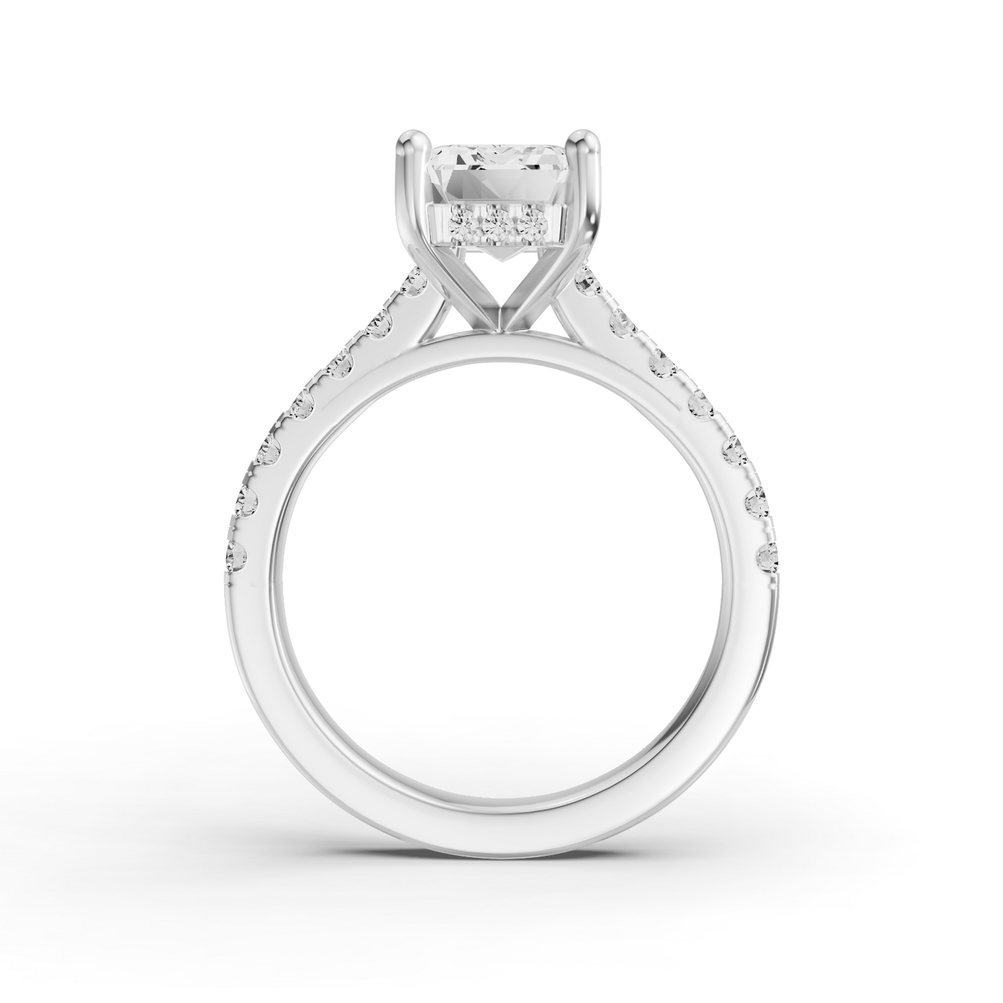 Bridal Cathedral Hidden Halo Dia on Shank PG45 - Center Emerald Cut