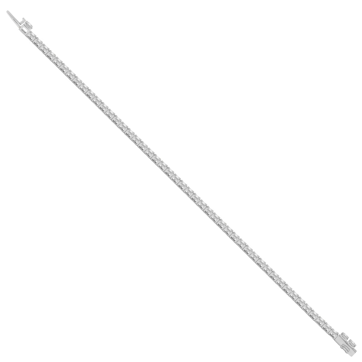 W Lab-Grown Diamond 4-Prong Setting Straight-Line Tennis Bracelet in 14K White Gold