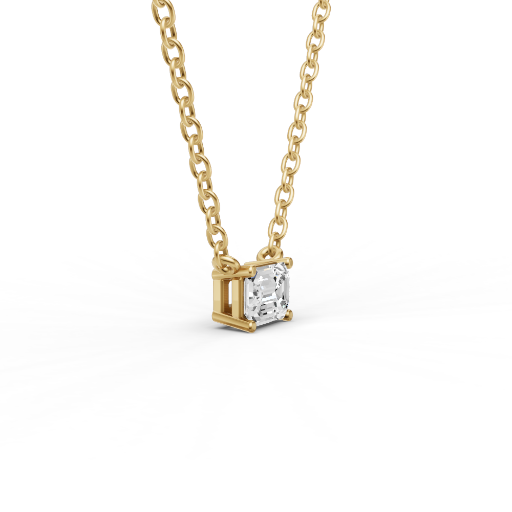 Lab Grown Floating Emerald Shape Diamond Solitaire Pendant