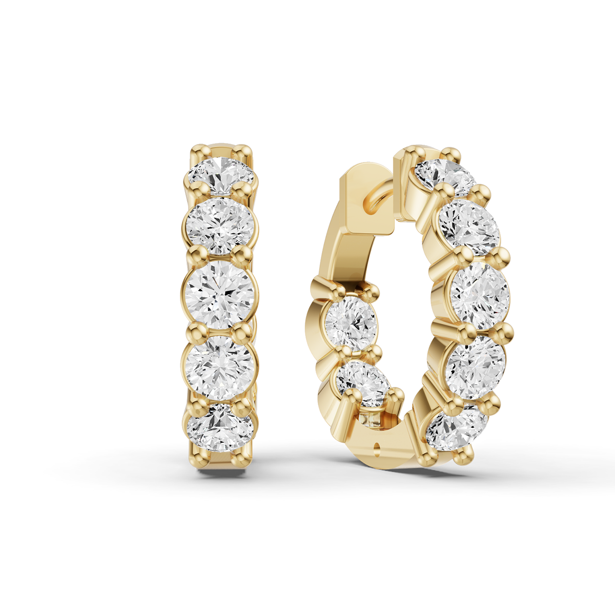 TW Lab Grown Diamond In and Out Huggie Hoop Earrings