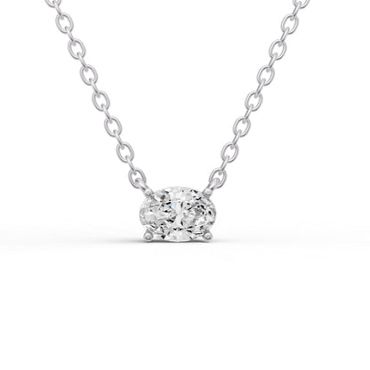 Lab Grown Floating Oval Shape Diamond Solitaire Pendant
