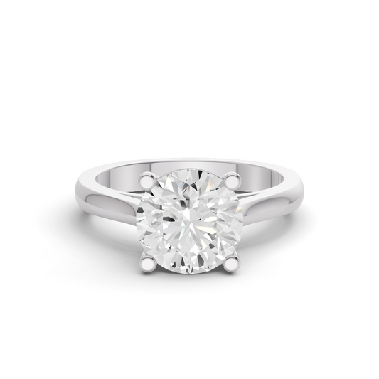 Round Cut Cathedral Solitaire Ring