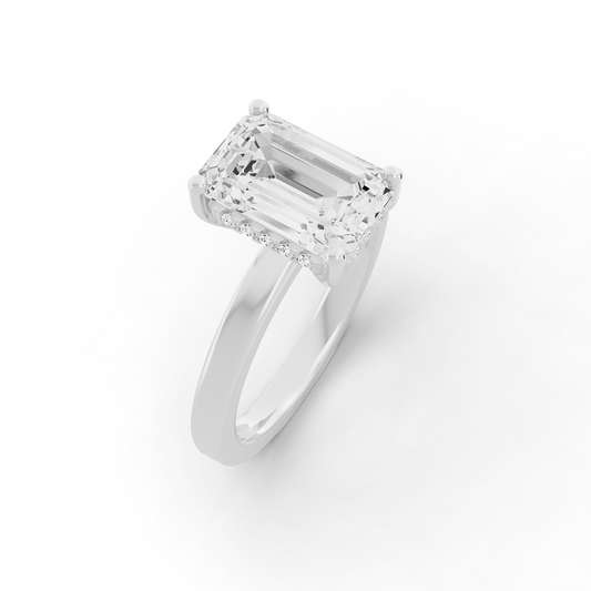 Bridal Hidden Halo No Dia on Shank PG46 - Center Emerald Cut