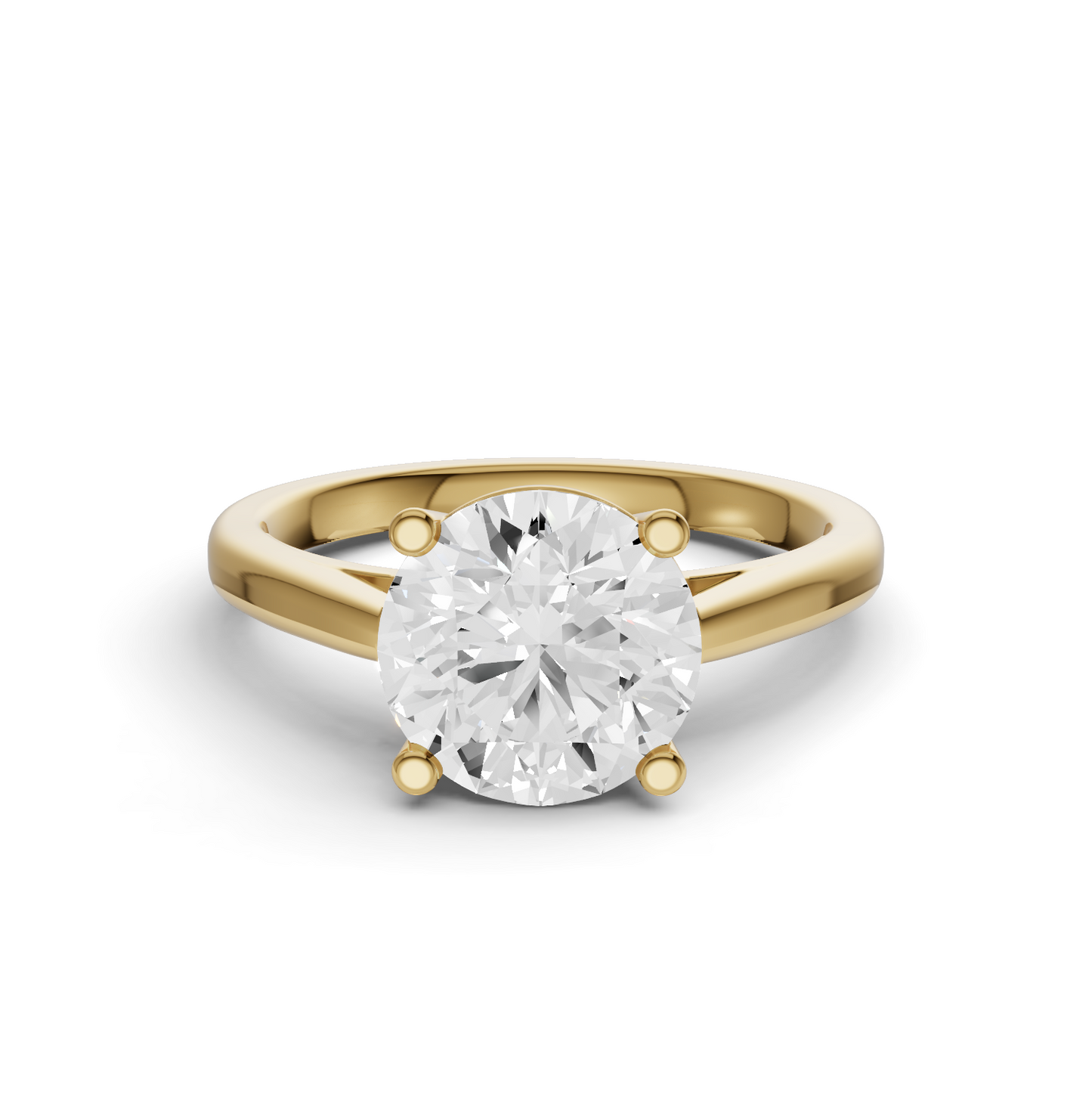 Round Cut Basket Split shank Solitaire Ring