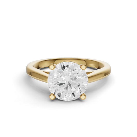 Round Cut Basket Split shank Solitaire Ring