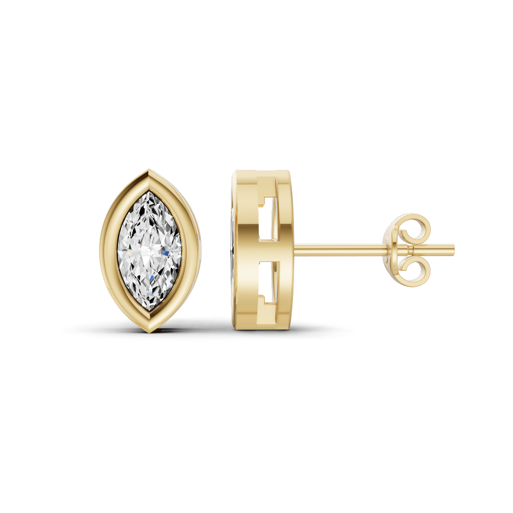 W Lab Grown Marquise Shape Diamond Solitaire Earrings with Bezel Setting