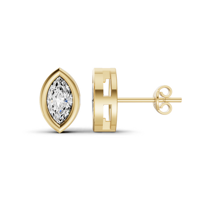 W Lab Grown Marquise Shape Diamond Solitaire Earrings with Bezel Setting