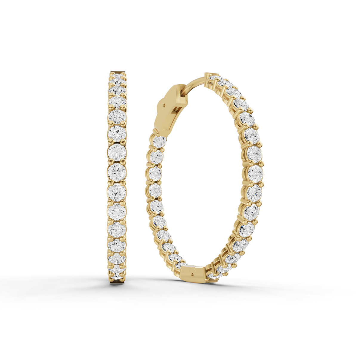 W Lab Grown Diamond Round Shape In & Out Hoop Earrings