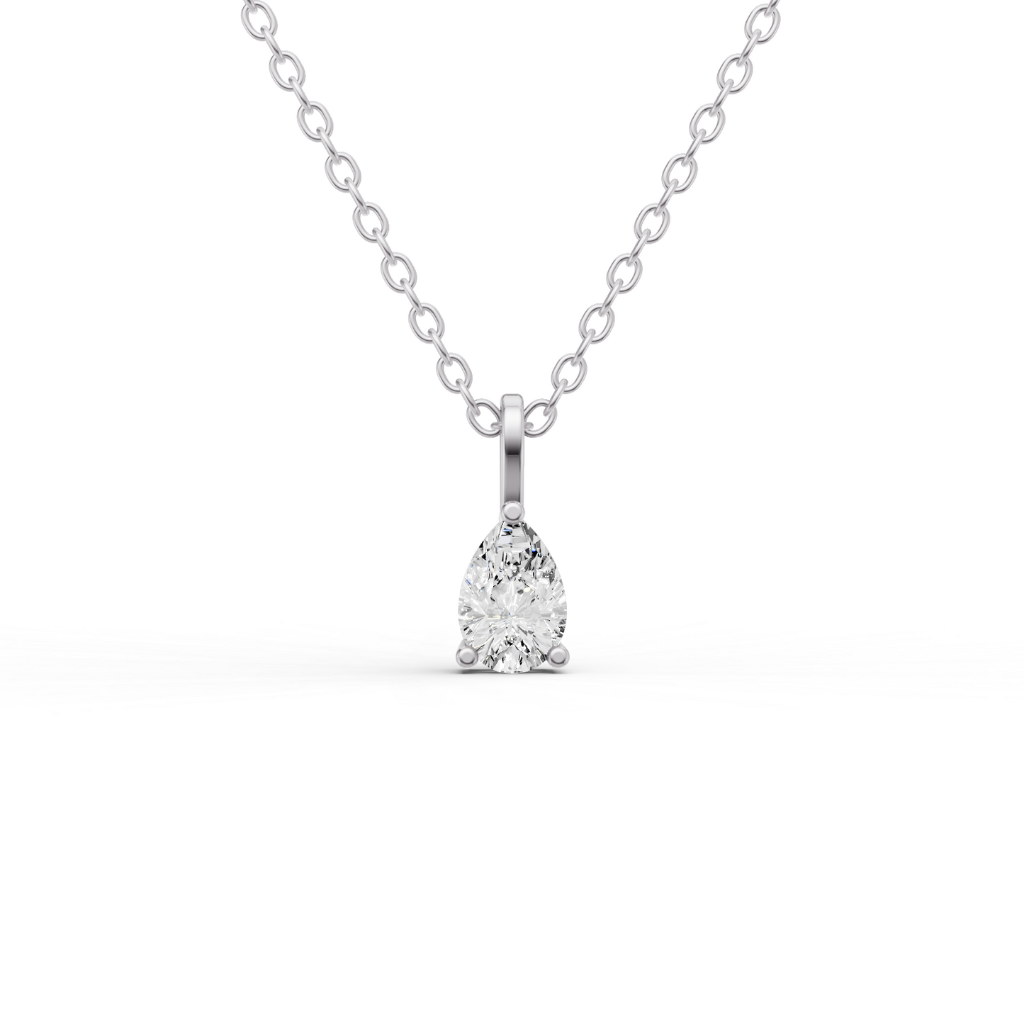 Lab Grown Pear Shape Diamond Solitaire Pendant with Bail