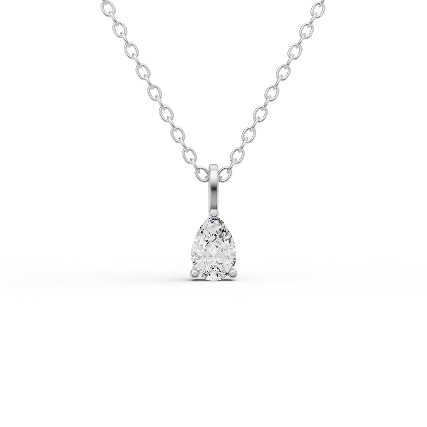 Lab Grown Pear Shape Diamond Solitaire Pendant with Bail
