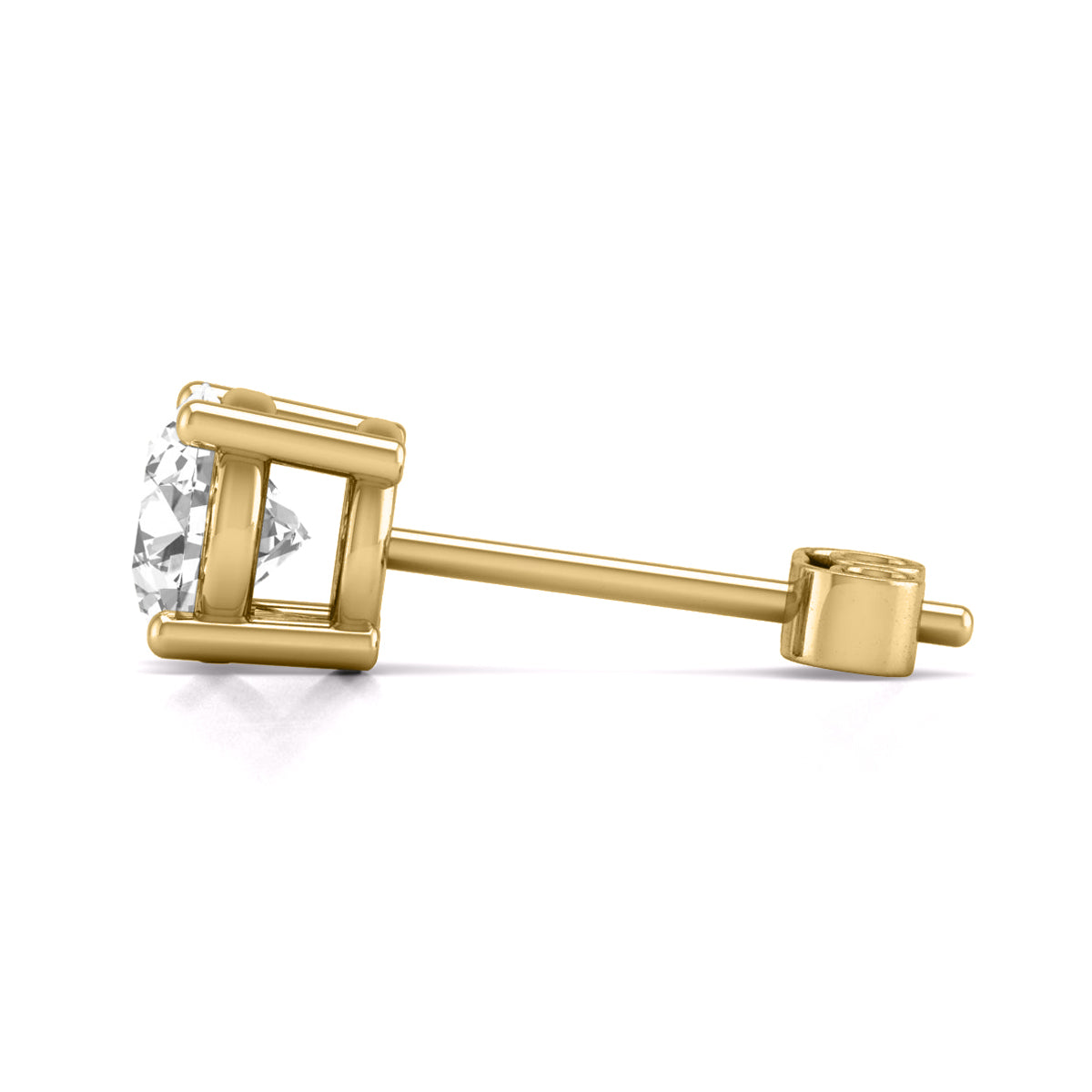 W Round Lab Grown Diamond Solitaire Stud Earrings with Basket Setting Pushbacks