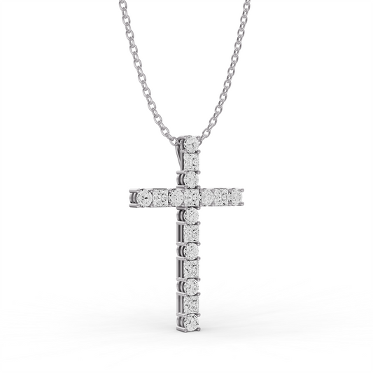 Round & Princess Diamond Pendent in 14K WG