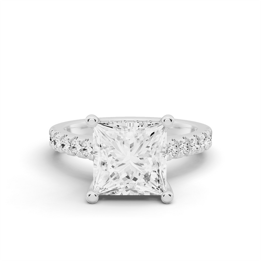 Bridal Cathedral Hidden Halo Dia on Shank PG45 - Center Princess Cut