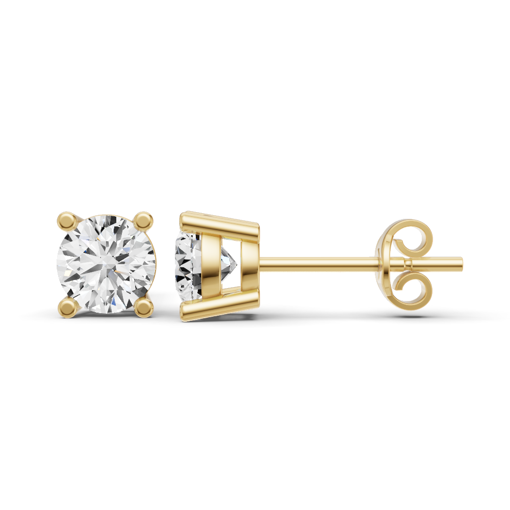 W Lab Grown Round Cut Diamond Solitaire Earrings with Prong Setting