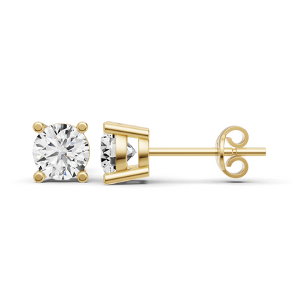W Lab Grown Round Cut Diamond Solitaire Earrings with Prong Setting