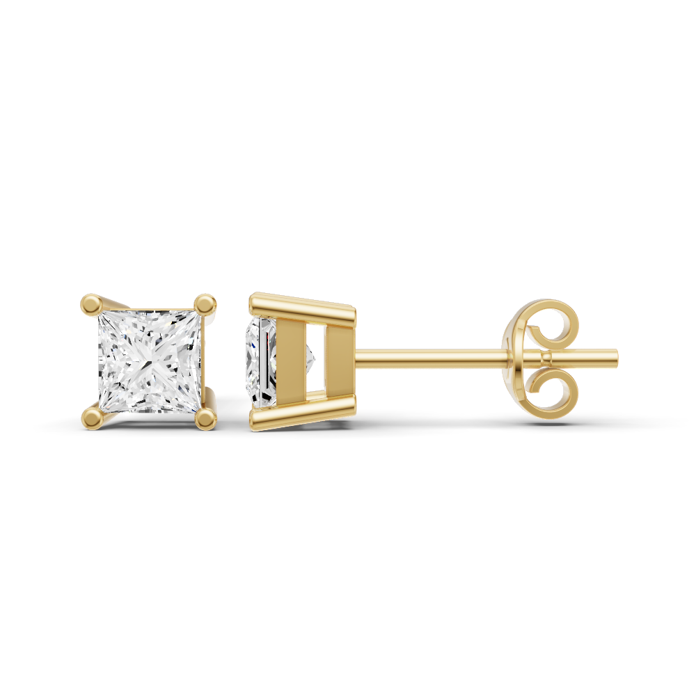 W Lab Grown Princess Cut Diamond Solitaire Earrings with Prong Setting