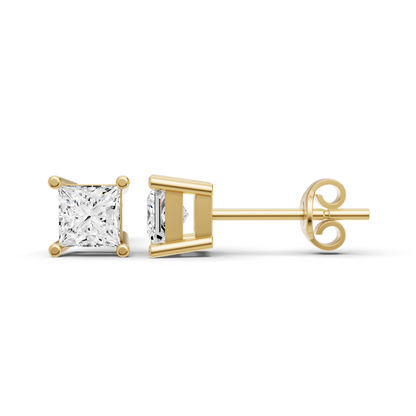 W Lab Grown Princess Cut Diamond Solitaire Earrings with Prong Setting