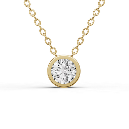 Lab Grown Round Diamond Bezel PassThru Setting Pendant