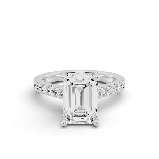 Bridal Cathedral Hidden Halo Dia on Shank PG45 - Center Emerald Cut