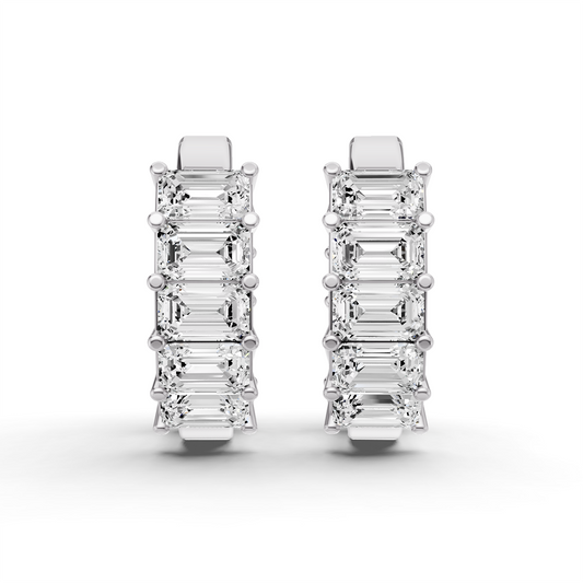 Emerald Diamond East-West Fancy Hoop Earrings