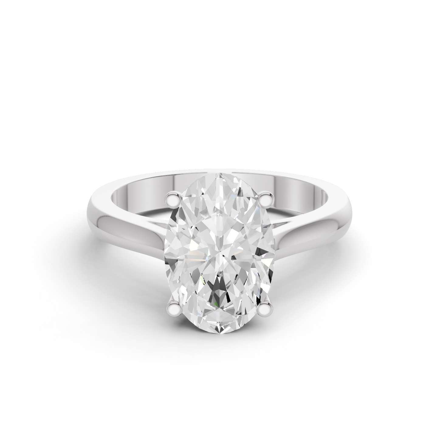 Oval Cut Cathedral Solitaire Ring