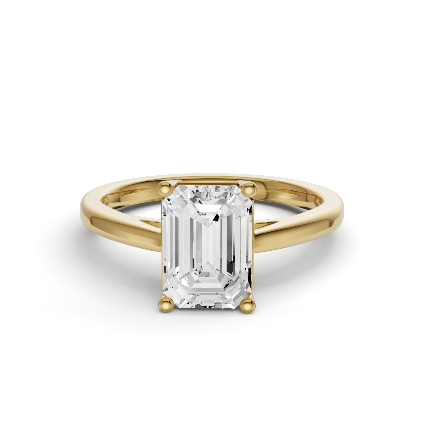 Emerald Cut Basket Split shank Solitaire Ring