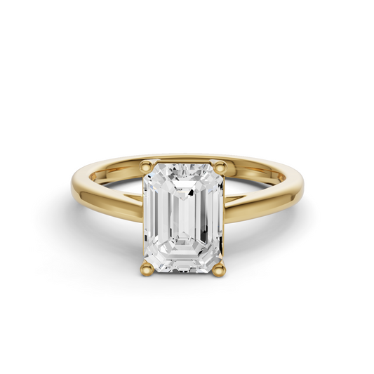 Emerald Cut Basket Split shank Solitaire Ring