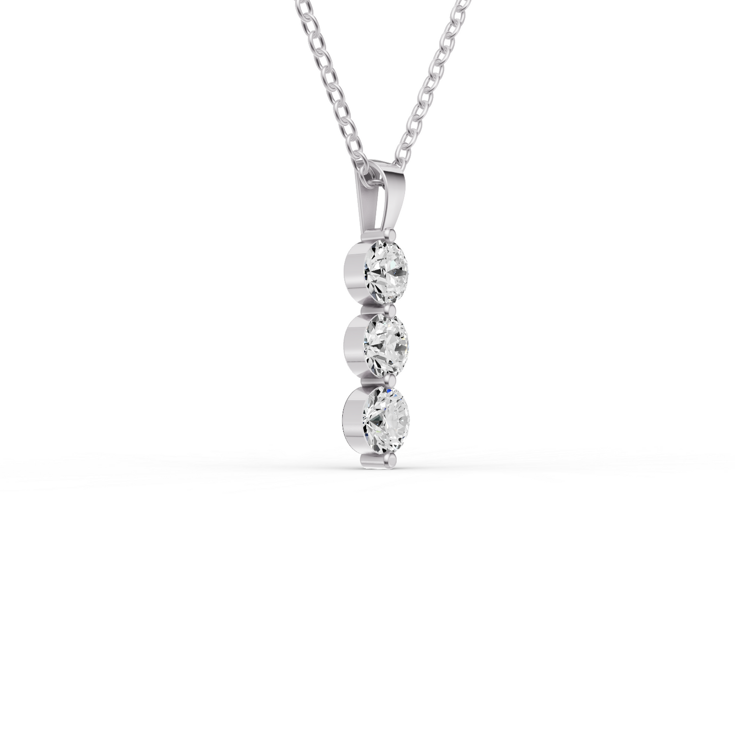 W Round Lab Grown Diamond Three Stone Snow Pendant