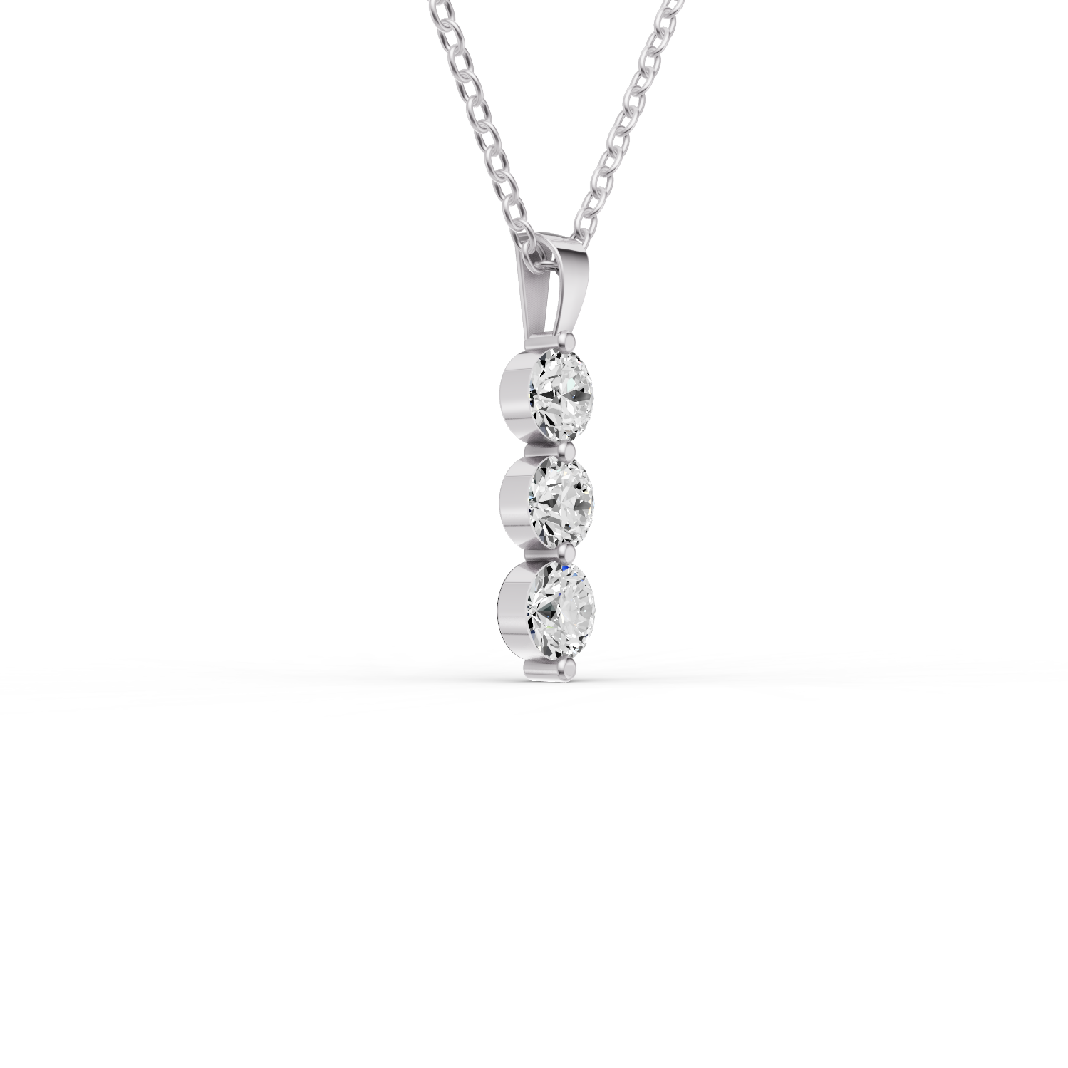 W Round Lab Grown Diamond Three Stone Snow Pendant