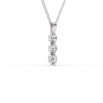 W Round Lab Grown Diamond Three Stone Snow Pendant