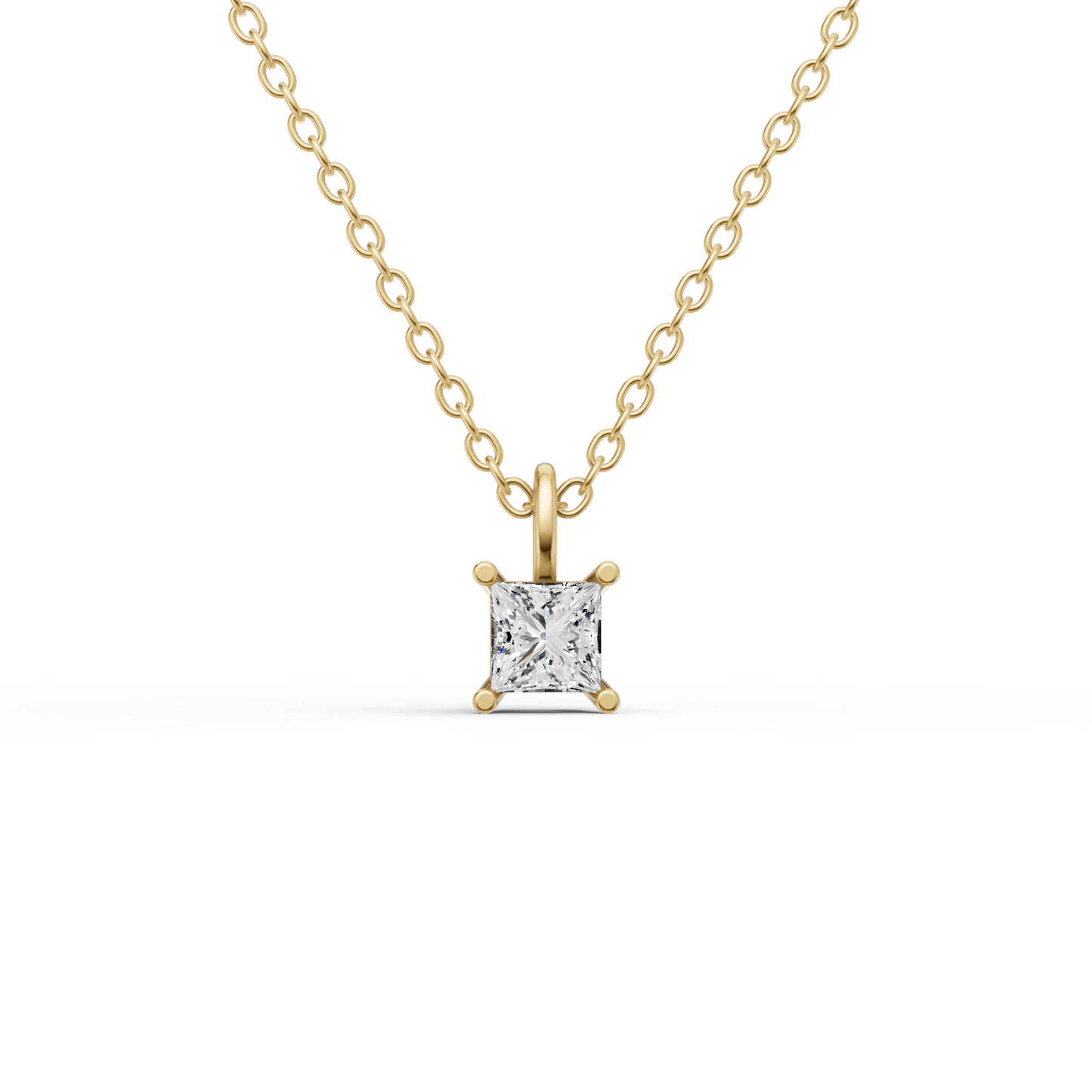 Lab Grown Princess Cut Diamond Solitaire Pendant with Bail