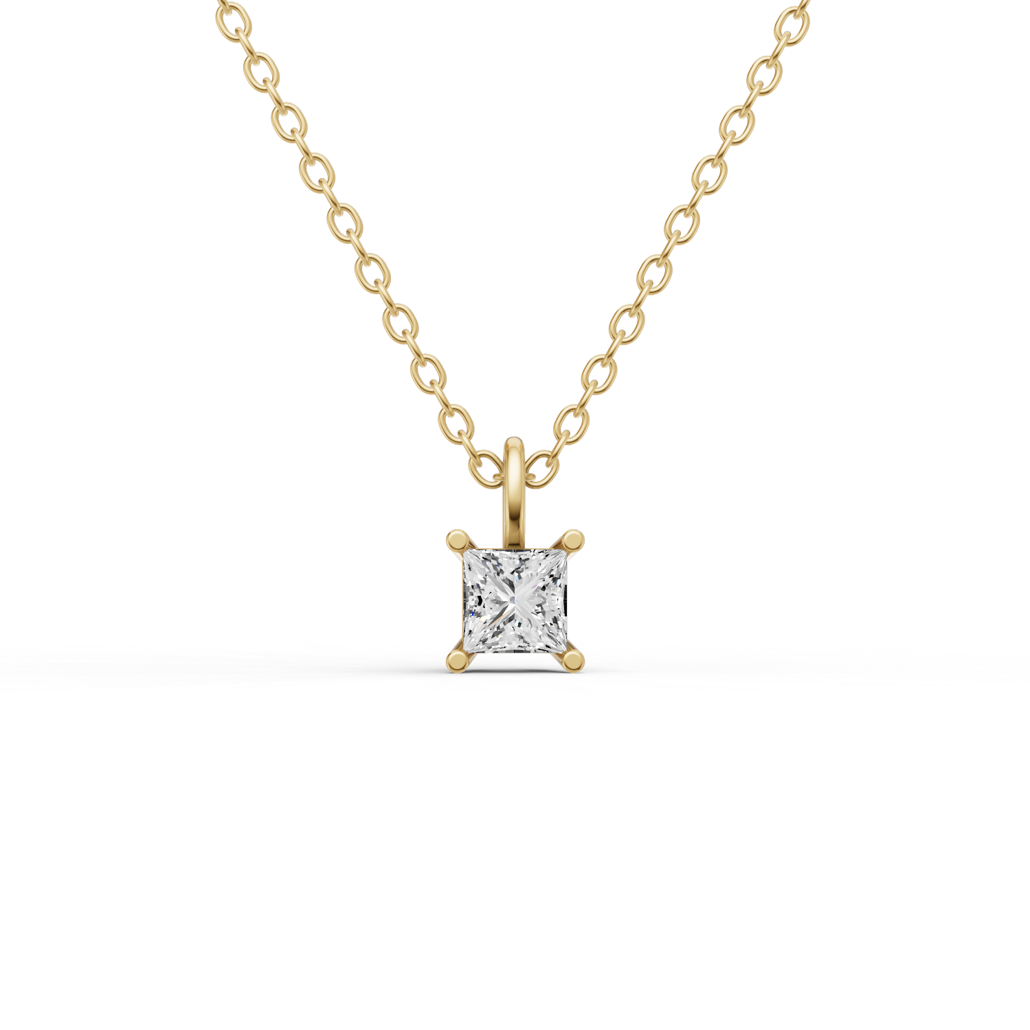 Lab Grown Princess Cut Diamond Solitaire Pendant with Bail